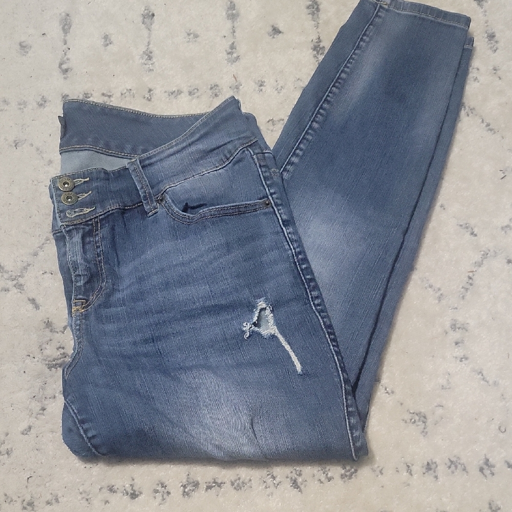 Torrid Blue Distressed Skinny Jeans